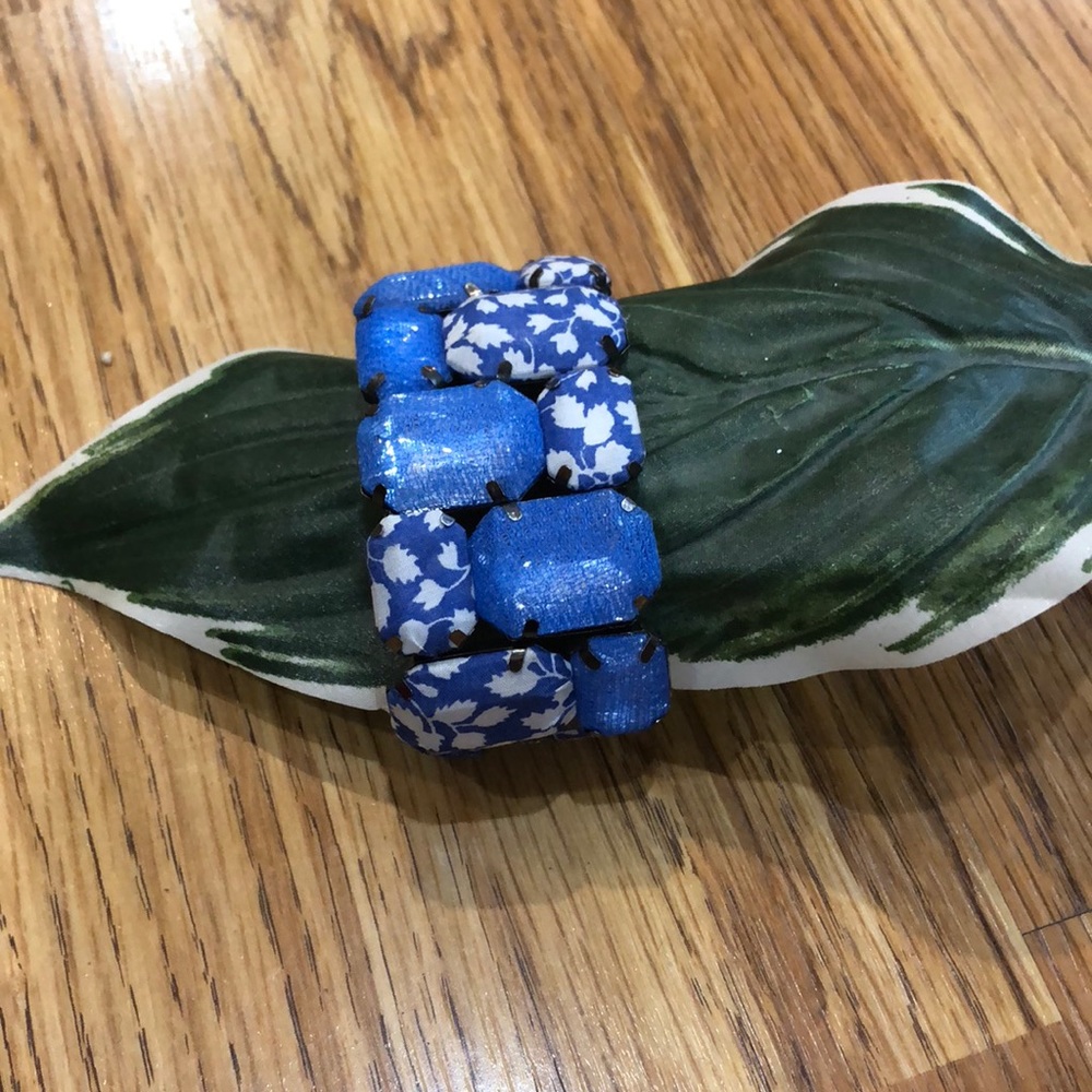 Blue Large Beaded Stretchy Adjustable Bracelet